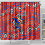 Newcastle Knights Shower Curtain Aboriginal Dot Pattern - Rugby Mascot Heritage Pride
