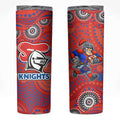 Newcastle Knights Skinny Tumbler Aboriginal Dot Pattern - Rugby Mascot Heritage Pride