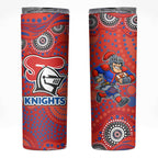 Newcastle Knights Skinny Tumbler Aboriginal Dot Pattern - Rugby Mascot Heritage Pride