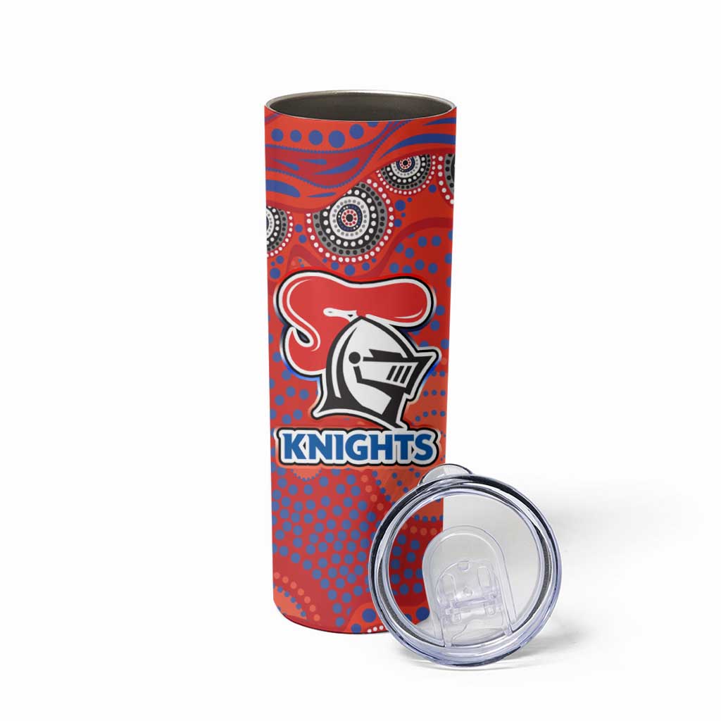 Newcastle Knights Skinny Tumbler Aboriginal Dot Pattern - Rugby Mascot Heritage Pride