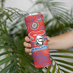 Newcastle Knights Skinny Tumbler Aboriginal Dot Pattern - Rugby Mascot Heritage Pride