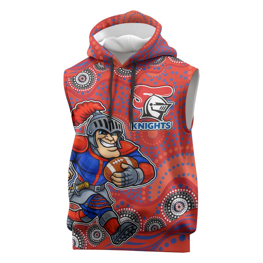 Newcastle Knights Sleeveless Hoodie Aboriginal Dot Pattern - Rugby Mascot Heritage Pride