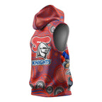 Newcastle Knights Sleeveless Hoodie Aboriginal Dot Pattern - Rugby Mascot Heritage Pride