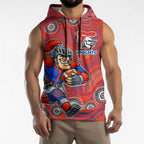 Newcastle Knights Sleeveless Hoodie Aboriginal Dot Pattern - Rugby Mascot Heritage Pride
