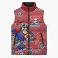 Newcastle Knights Sleeveless Puffer Jacket Aboriginal Dot Pattern - Rugby Mascot Heritage Pride