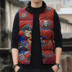 Newcastle Knights Sleeveless Puffer Jacket Aboriginal Dot Pattern - Rugby Mascot Heritage Pride