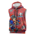 Newcastle Knights Sleeveless Zip Hoodie Aboriginal Dot Pattern - Rugby Mascot Heritage Pride