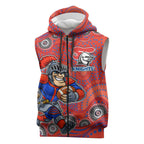 Newcastle Knights Sleeveless Zip Hoodie Aboriginal Dot Pattern - Rugby Mascot Heritage Pride