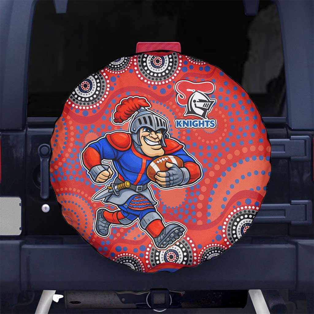 Newcastle Knights Spare Tire Cover Aboriginal Dot Pattern - Rugby Mascot Heritage Pride