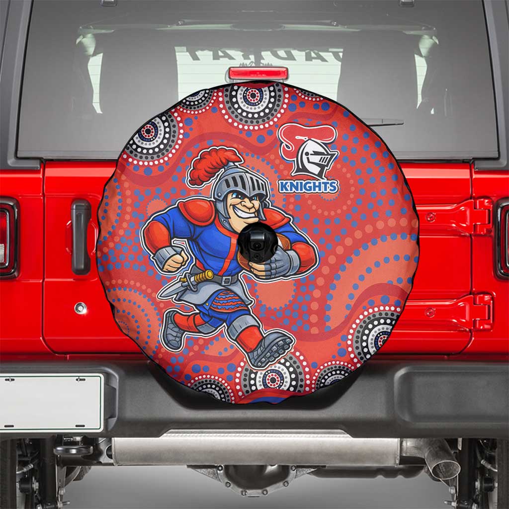 Newcastle Knights Spare Tire Cover Aboriginal Dot Pattern - Rugby Mascot Heritage Pride