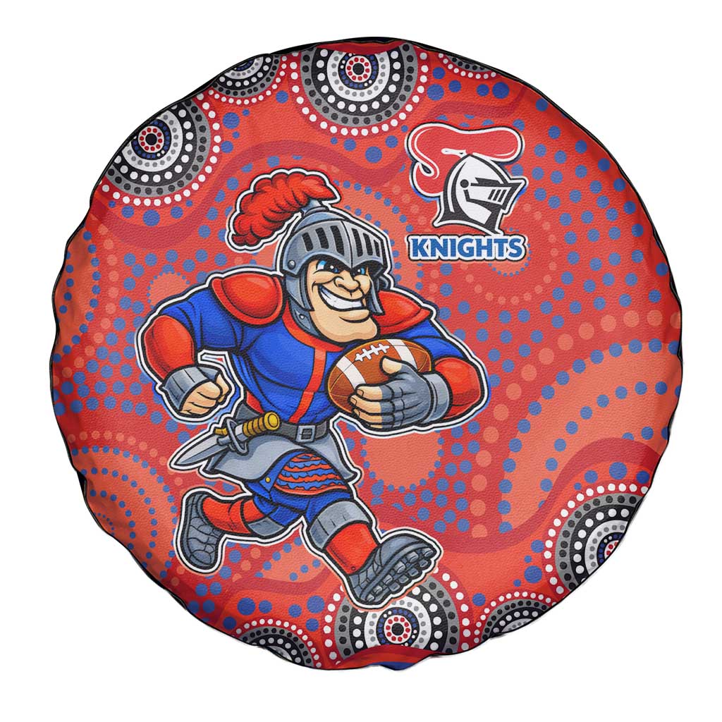 Newcastle Knights Spare Tire Cover Aboriginal Dot Pattern - Rugby Mascot Heritage Pride