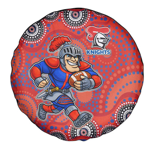 Newcastle Knights Spare Tire Cover Aboriginal Dot Pattern - Rugby Mascot Heritage Pride