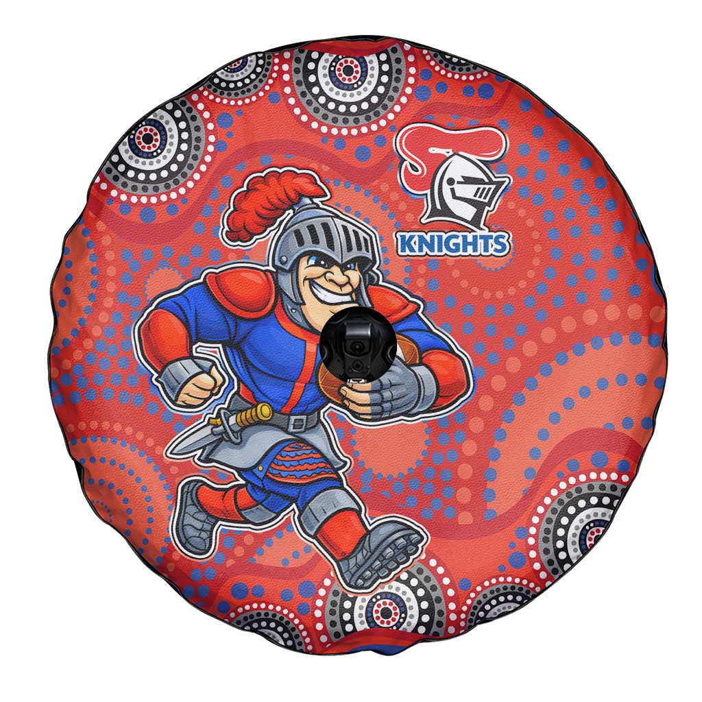 Newcastle Knights Spare Tire Cover Aboriginal Dot Pattern - Rugby Mascot Heritage Pride