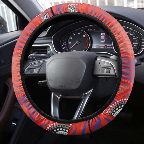 Newcastle Knights Steering Wheel Cover Aboriginal Dot Pattern - Rugby Mascot Heritage Pride