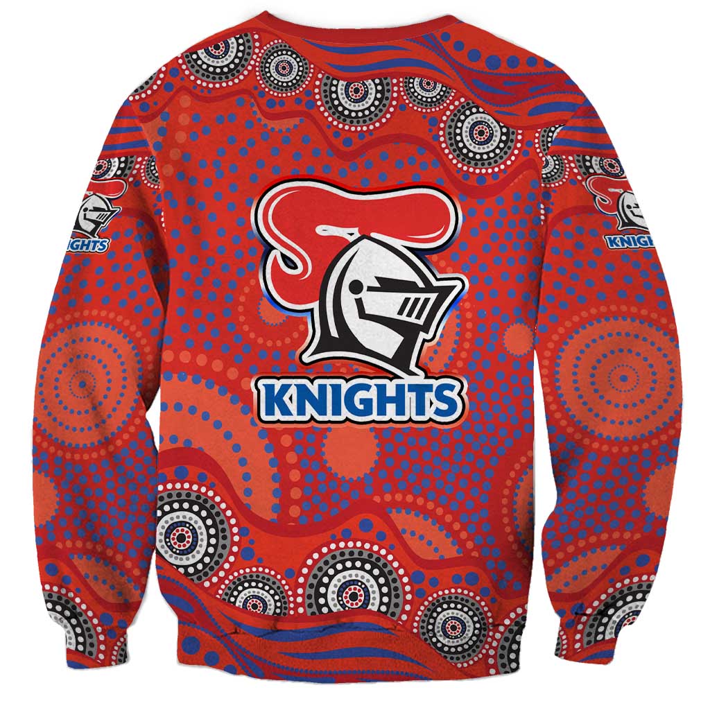 Newcastle Knights Sweatshirt Aboriginal Dot Pattern - Rugby Mascot Heritage Pride