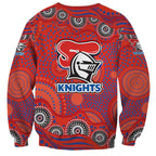 Newcastle Knights Sweatshirt Aboriginal Dot Pattern - Rugby Mascot Heritage Pride