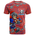 Newcastle Knights T Shirt Aboriginal Dot Pattern - Rugby Mascot Heritage Pride