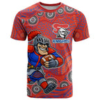 Newcastle Knights T Shirt Aboriginal Dot Pattern - Rugby Mascot Heritage Pride