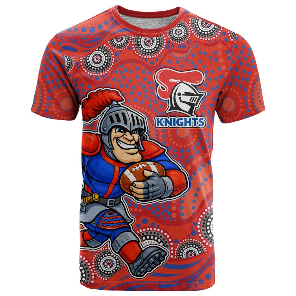 Newcastle Knights T Shirt Aboriginal Dot Pattern - Rugby Mascot Heritage Pride
