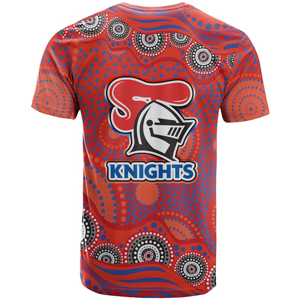 Newcastle Knights T Shirt Aboriginal Dot Pattern - Rugby Mascot Heritage Pride