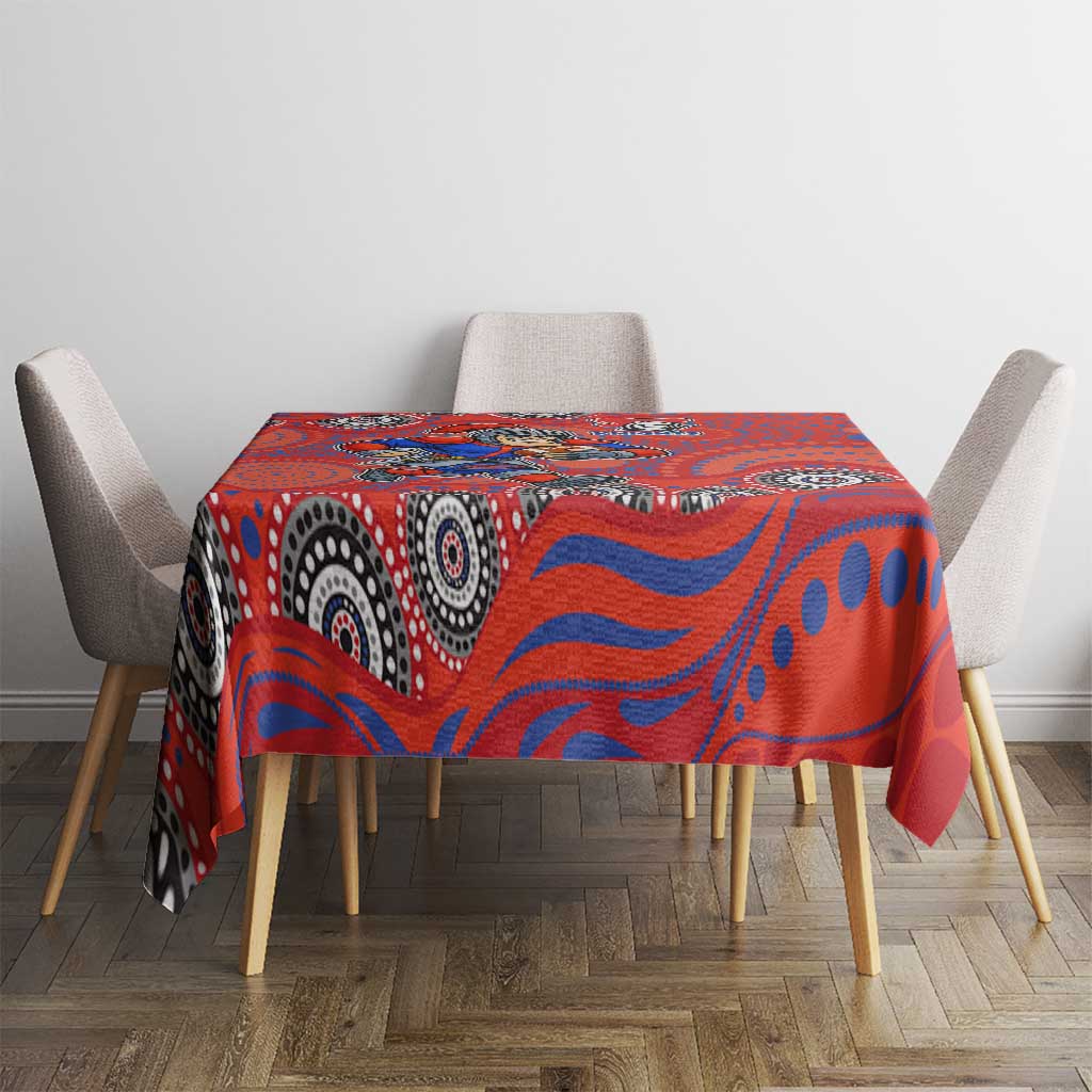 Newcastle Knights Tablecloth Aboriginal Dot Pattern - Rugby Mascot Heritage Pride