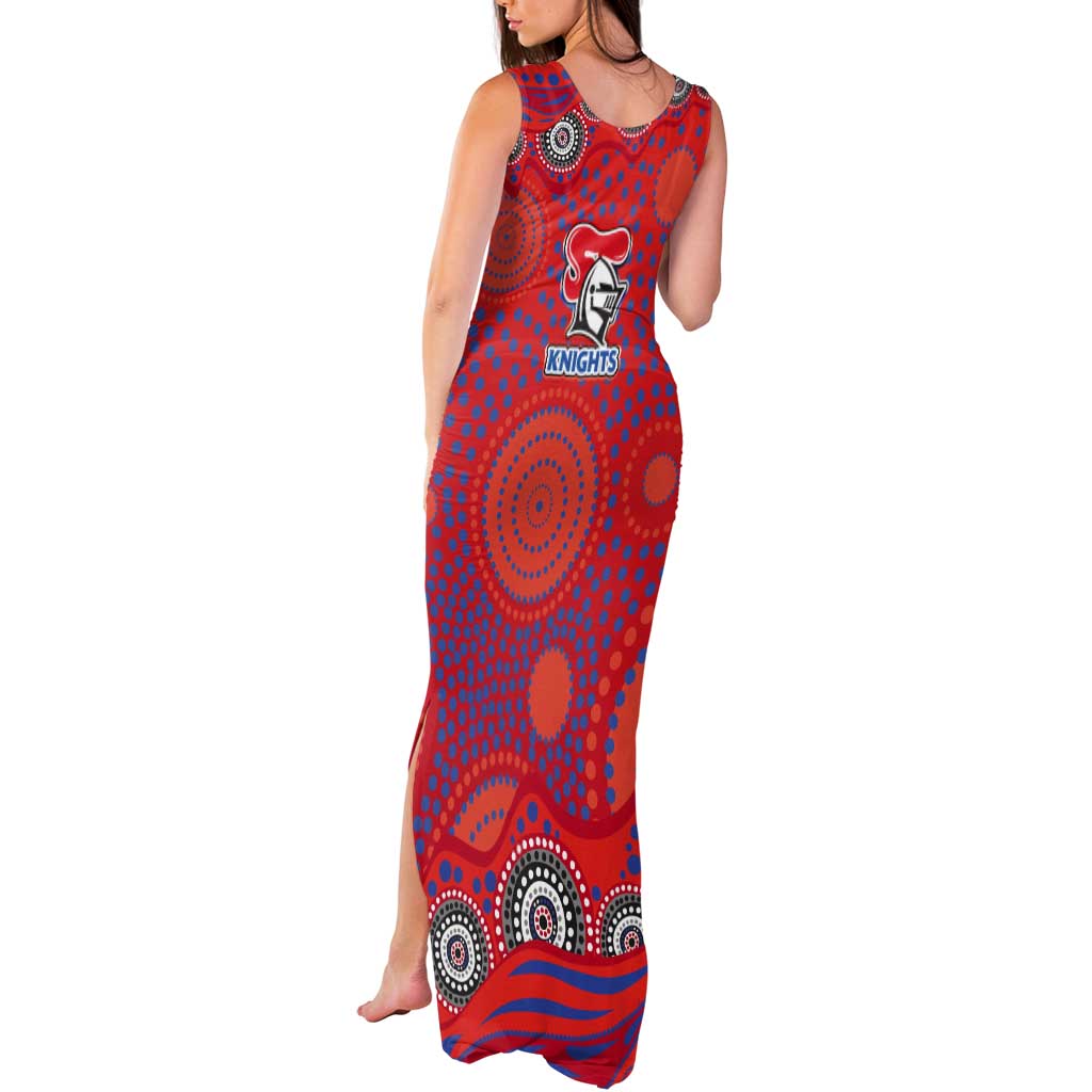 Newcastle Knights Tank Maxi Dress Aboriginal Dot Pattern - Rugby Mascot Heritage Pride