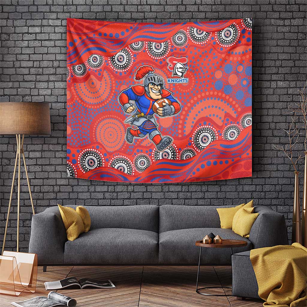 Newcastle Knights Tapestry Aboriginal Dot Pattern - Rugby Mascot Heritage Pride