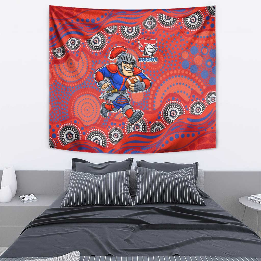 Newcastle Knights Tapestry Aboriginal Dot Pattern - Rugby Mascot Heritage Pride