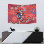 Newcastle Knights Tapestry Aboriginal Dot Pattern - Rugby Mascot Heritage Pride