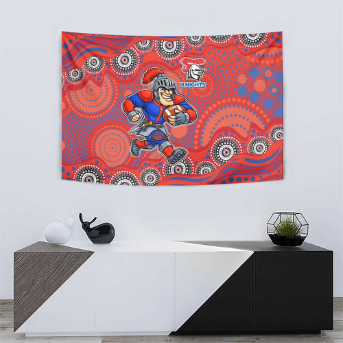 Newcastle Knights Tapestry Aboriginal Dot Pattern - Rugby Mascot Heritage Pride