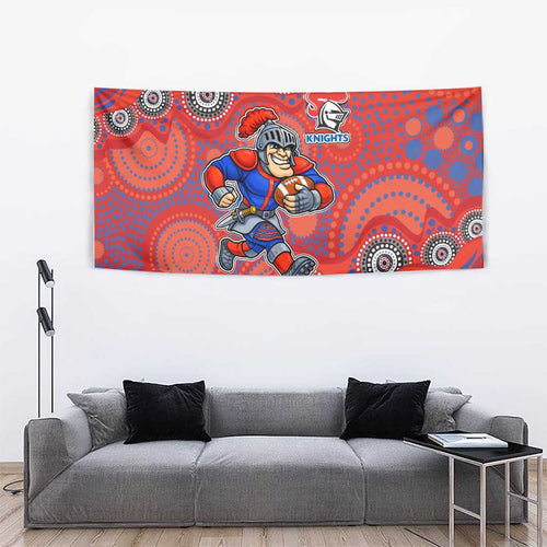 Newcastle Knights Tapestry Aboriginal Dot Pattern - Rugby Mascot Heritage Pride
