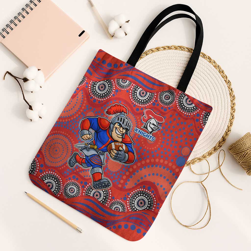 Newcastle Knights Tote Bag Aboriginal Dot Pattern - Rugby Mascot Heritage Pride