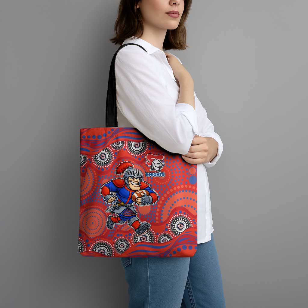 Newcastle Knights Tote Bag Aboriginal Dot Pattern - Rugby Mascot Heritage Pride