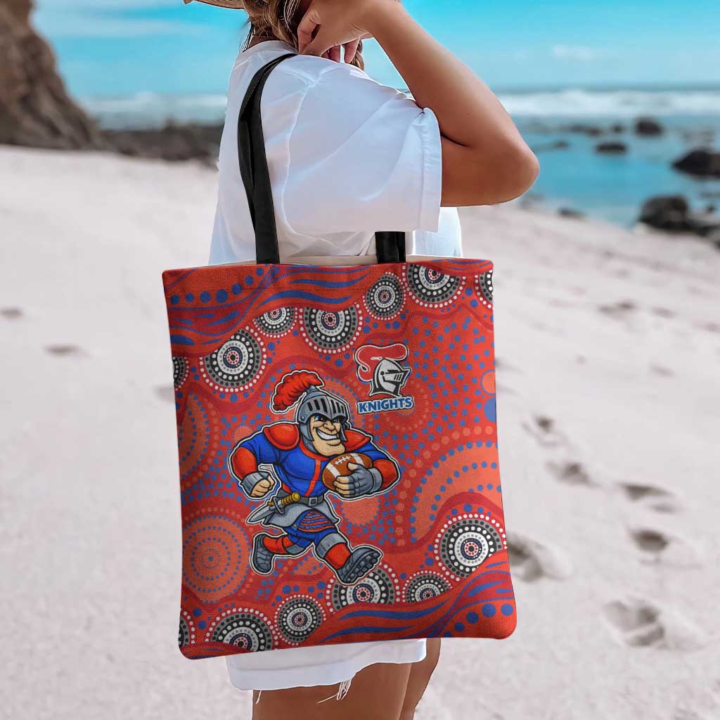 Newcastle Knights Tote Bag Aboriginal Dot Pattern - Rugby Mascot Heritage Pride