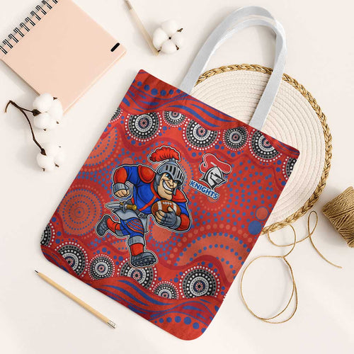 Newcastle Knights Tote Bag Aboriginal Dot Pattern - Rugby Mascot Heritage Pride