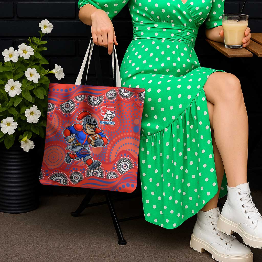Newcastle Knights Tote Bag Aboriginal Dot Pattern - Rugby Mascot Heritage Pride