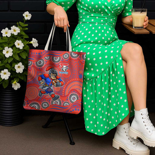 Newcastle Knights Tote Bag Aboriginal Dot Pattern - Rugby Mascot Heritage Pride