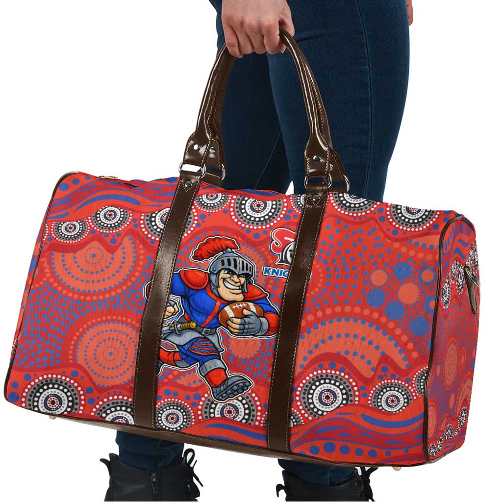 Newcastle Knights Travel Bag Aboriginal Dot Pattern - Rugby Mascot Heritage Pride