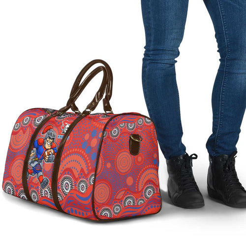 Newcastle Knights Travel Bag Aboriginal Dot Pattern - Rugby Mascot Heritage Pride