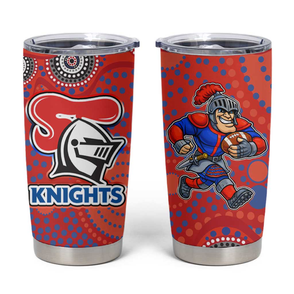 Newcastle Knights Tumbler Cup Aboriginal Dot Pattern - Rugby Mascot Heritage Pride