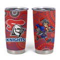 Newcastle Knights Tumbler Cup Aboriginal Dot Pattern - Rugby Mascot Heritage Pride