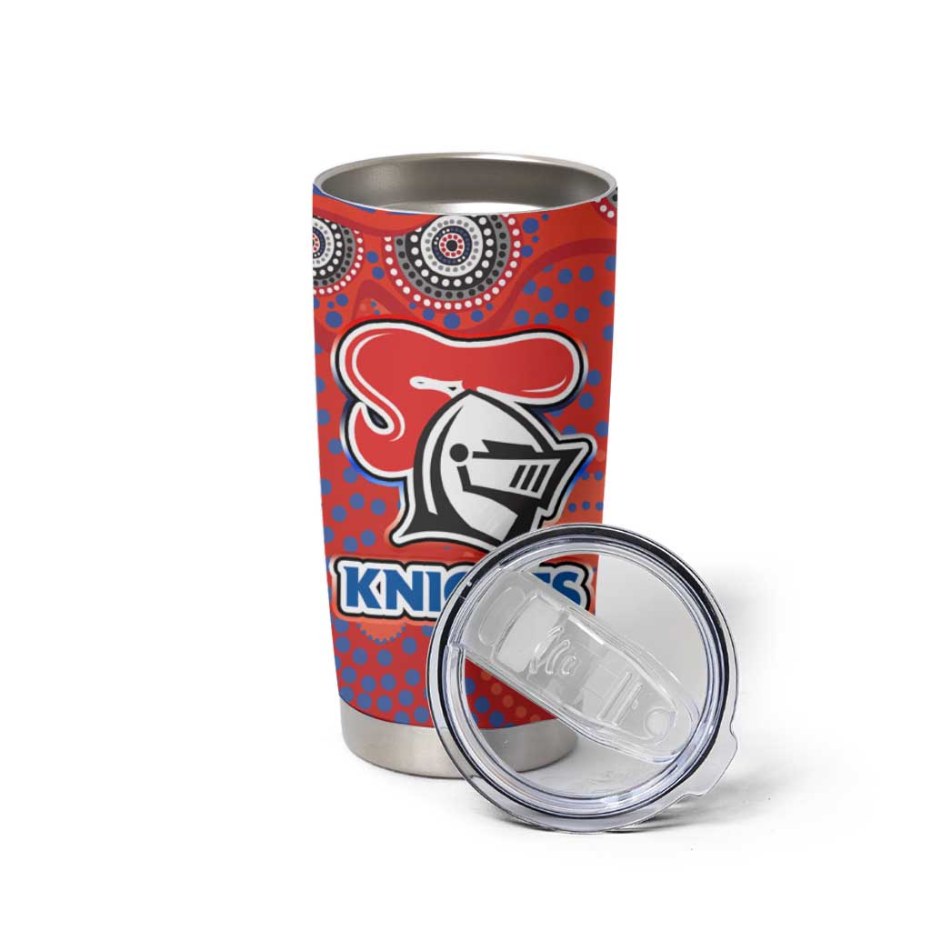 Newcastle Knights Tumbler Cup Aboriginal Dot Pattern - Rugby Mascot Heritage Pride