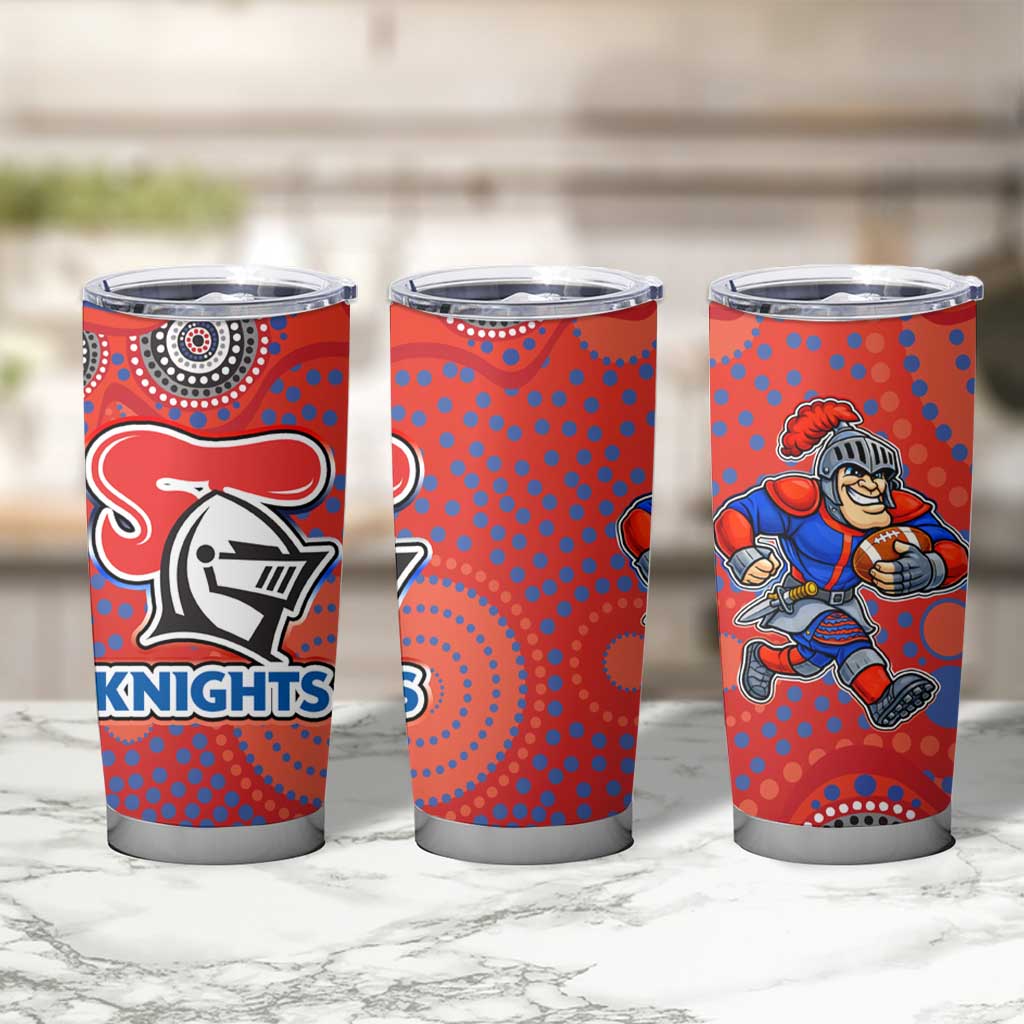 Newcastle Knights Tumbler Cup Aboriginal Dot Pattern - Rugby Mascot Heritage Pride