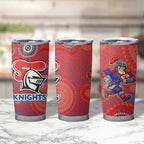 Newcastle Knights Tumbler Cup Aboriginal Dot Pattern - Rugby Mascot Heritage Pride