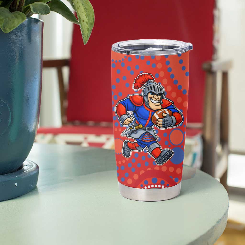 Newcastle Knights Tumbler Cup Aboriginal Dot Pattern - Rugby Mascot Heritage Pride