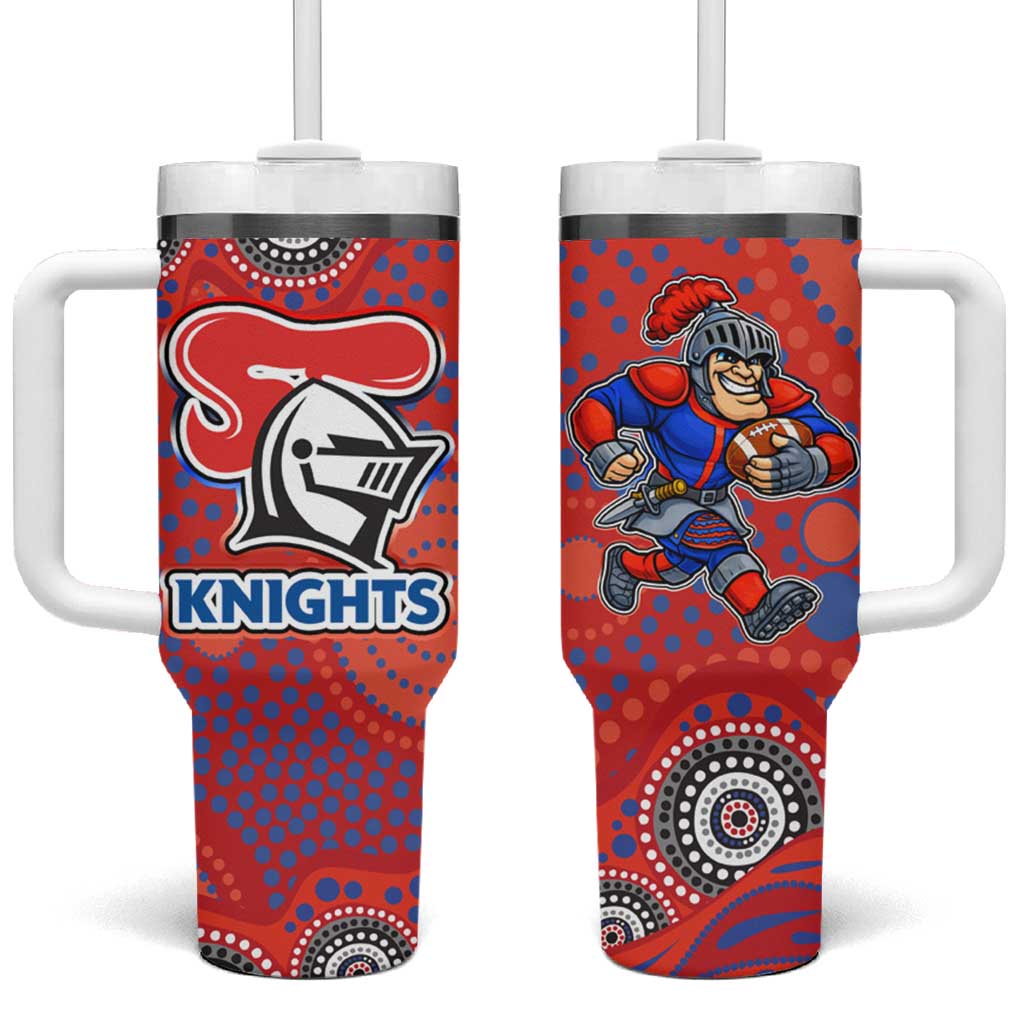 Newcastle Knights Tumbler With Handle Aboriginal Dot Pattern - Rugby Mascot Heritage Pride