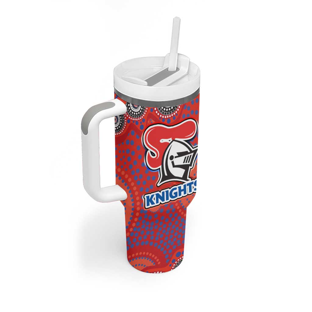 Newcastle Knights Tumbler With Handle Aboriginal Dot Pattern - Rugby Mascot Heritage Pride