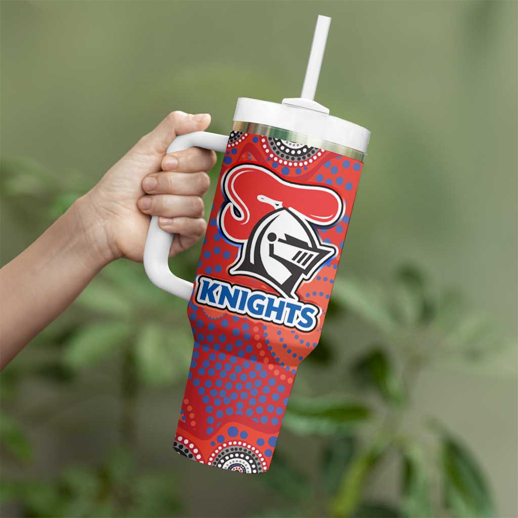 Newcastle Knights Tumbler With Handle Aboriginal Dot Pattern - Rugby Mascot Heritage Pride