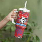 Newcastle Knights Tumbler With Handle Aboriginal Dot Pattern - Rugby Mascot Heritage Pride
