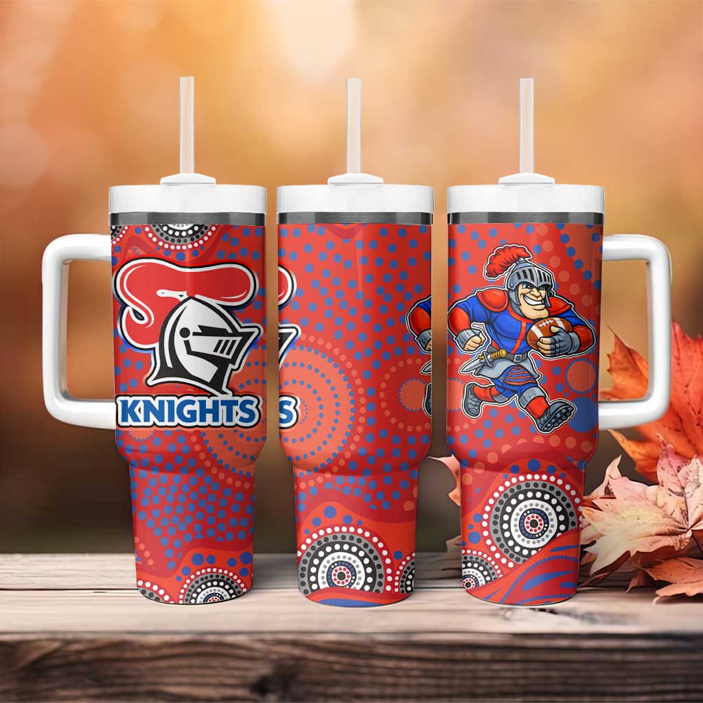 Newcastle Knights Tumbler With Handle Aboriginal Dot Pattern - Rugby Mascot Heritage Pride